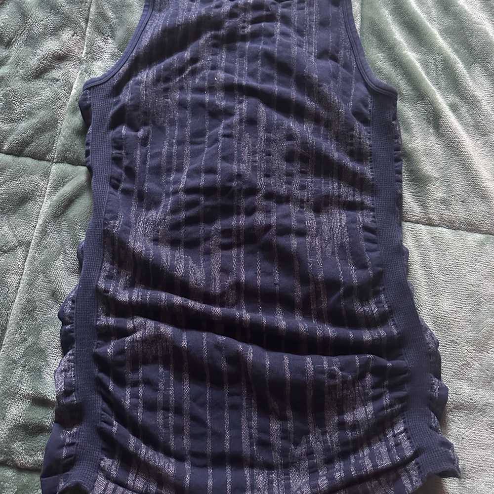Athleta Blue Ribbed Ruched Tank Top
